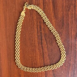 Elegant Basketweave Gold Chain Necklace 16”